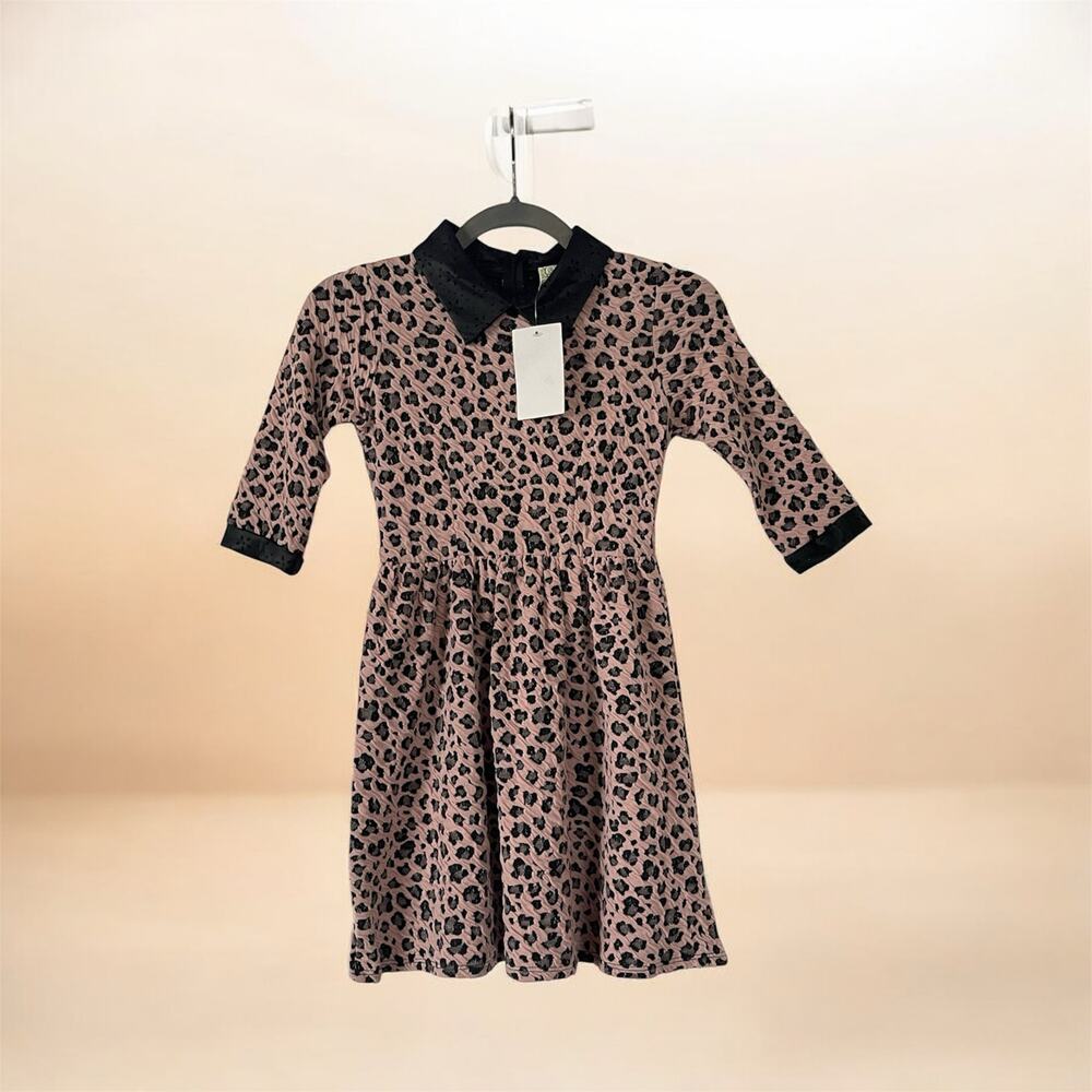 Girls Size Large Cheetah Print Spring Dress 10-12 Years Old